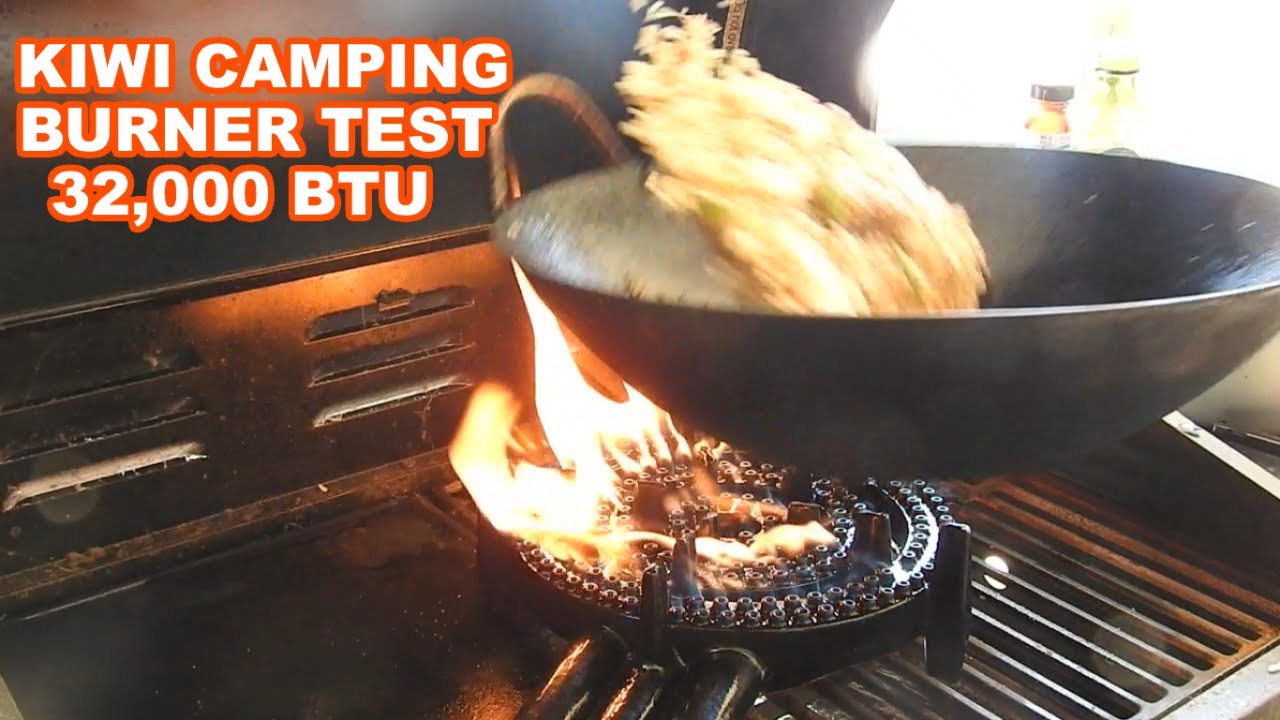 Kiwi Camping Triple Ring Burner 32K BTU Testing Wok Cooking Egg Fried Rice