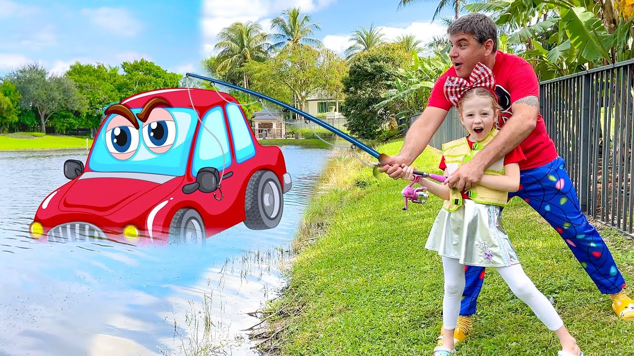 Настя с папой играют с Дедом Морозом. Nastya and dad are playing with Santa Claus in Christmas toys