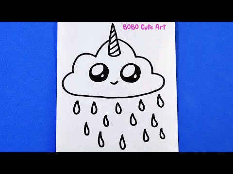 How to draw a cute Cloud emoji Unicorn | BOBO Cute Art ...