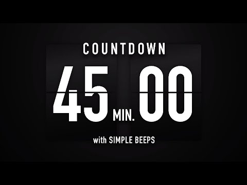 45 Minute Countdown Timer 🕙 Flip Clock with Simple Beeps 🔊🖤