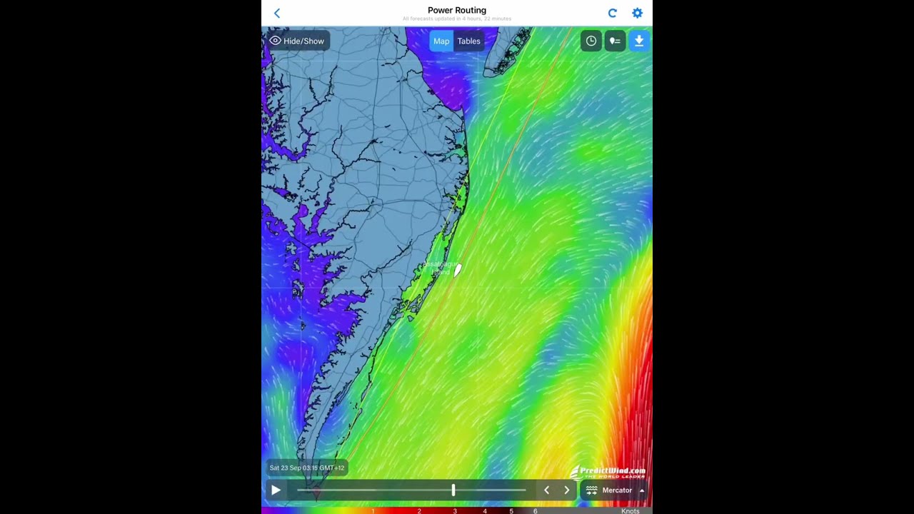 Powerboat Weather Routing on PredictWind App