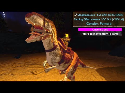 HIGH LEVEL MEGALOSAURUS TAMING IN THE CAVE !ARK Survival Evolved Mobile