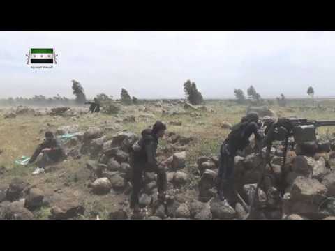 استهداف تحصينات داعش بقاذف بي 9 اس بي جي 9 من قبل عناصر لواء الخليفة عمر في عين ذكر بريف درعا الغربي