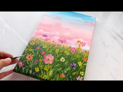 Mind blowing✨Dreamy Flower Garden Painting 😍🌸| Acrylic Pastel Painting Tutorial