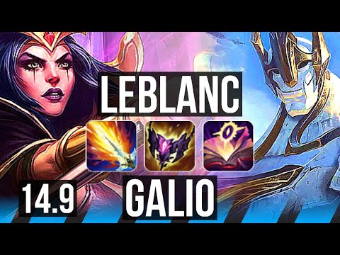LEBLANC vs GALIO (MID) | 7 solo kills, 9/2/5, 500+ games, Dominating | NA Diamond | 14.9