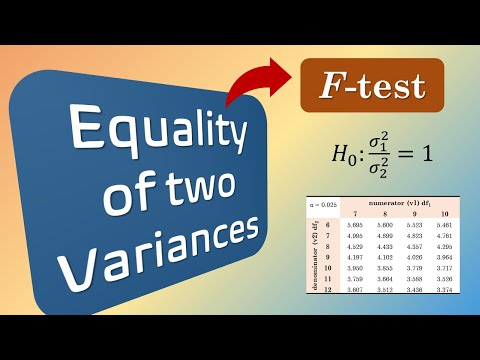Hypothesis test for Equality of Two Variances | F-test