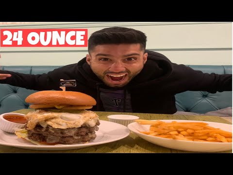 Eating a MASSIVE 24 OUNCE CHEESEBURGER! (CHALLENGE)
