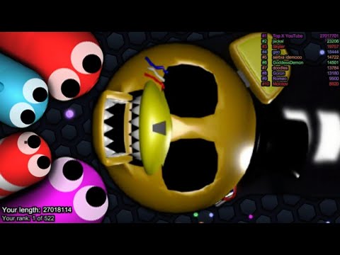 Slither.io A.I. Golden Freddy Vs Pro Snakes - Epic Skin Slitherio Vip Best Gameplay - World Record