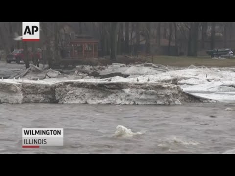 Flooding caused by water that backed up behind big chunks of ice in the Kankakee River last week has forced the evacuation of some residents of Wilmington, Ill. (Feb. 6)