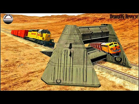Trains vs Spinning Rollers Crashes Reverse #1 - BeamNG Drive
