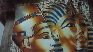 Original egyption papyrus with picture tuth anach amon nafritity sphinx