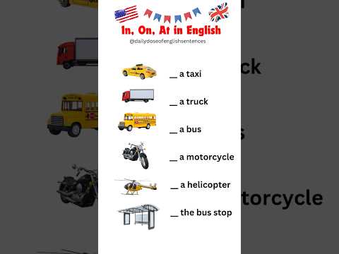 Prepositions Use of 'In', 'On', and 'At' with Vehicles in English | English Grammar Lesson #english