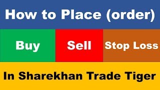 How to Place order Buy , sell & stop loss in sharekhan trade tiger (in Hindi)