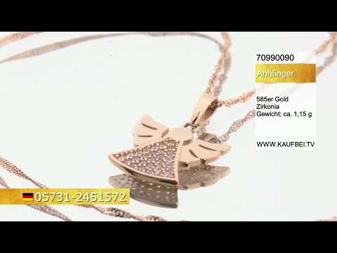 Engel-Anhänger aus 585 Rotgold mit Zirkonia