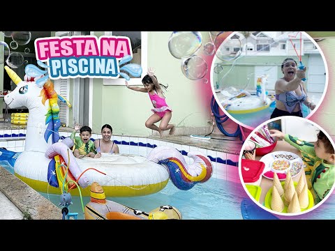 FIZEMOS UMA FESTA NA PISCINA * Dia muito divertido em família * vlog | Kathy Castricini