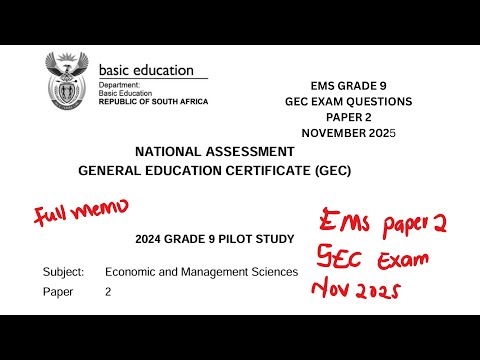 EMS GRADE 9 I GEC EXAM QUESTIONS I NOVEMBER 2025 I TERM 4 I ALL TOPICS INCLUDED