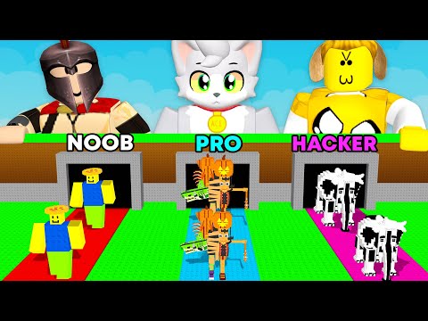 Usé SUERTE MAXIMA en TRES FILAS (NOOB vs PRO vs HACKER) en Steal a Brainrot