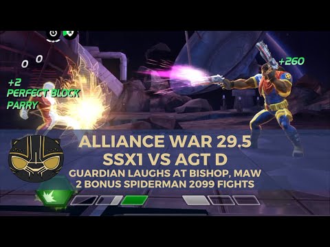 Alliance War 29.5 - SSx1 vs AGT D: Guardian Laughs at Bishop and Maw, 2 Bonus Spiderman 2099 Fights