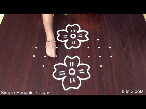 Simple Flower Rangoli Designs Step by Step for Beginners – Easy Home Entrance Muggulu