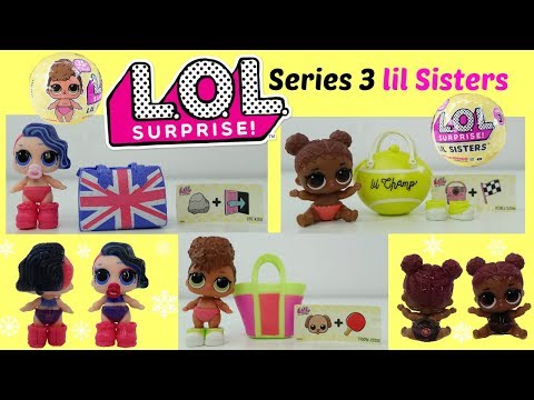 4 LOL Surprise lil sister series 3 Unboxing, Lil Rip tide, Lil Court Champ, Lil Cheeky Babe