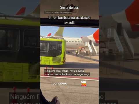 Ônibus atinge asa de avião parado na pista do Aeroporto de Guarulhos