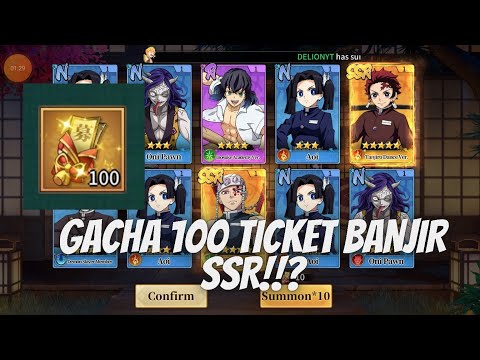 GACHA 100X TICKET FARMING BANJIR SSR !!? - DS: BLADE OF HASHIRA