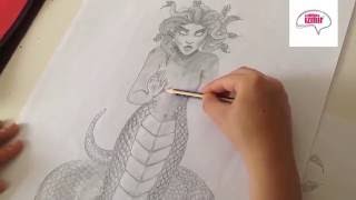 Mitolojik Karakter Çizimi ( Medusa) Karakalem