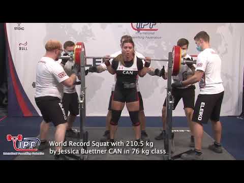 World Record Squat with 210.5 kg by Jessica Buettner CAN in 76 kg class