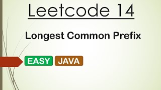 YouTube video 'Leetcode 14 Longest Common Prefix (Java)'