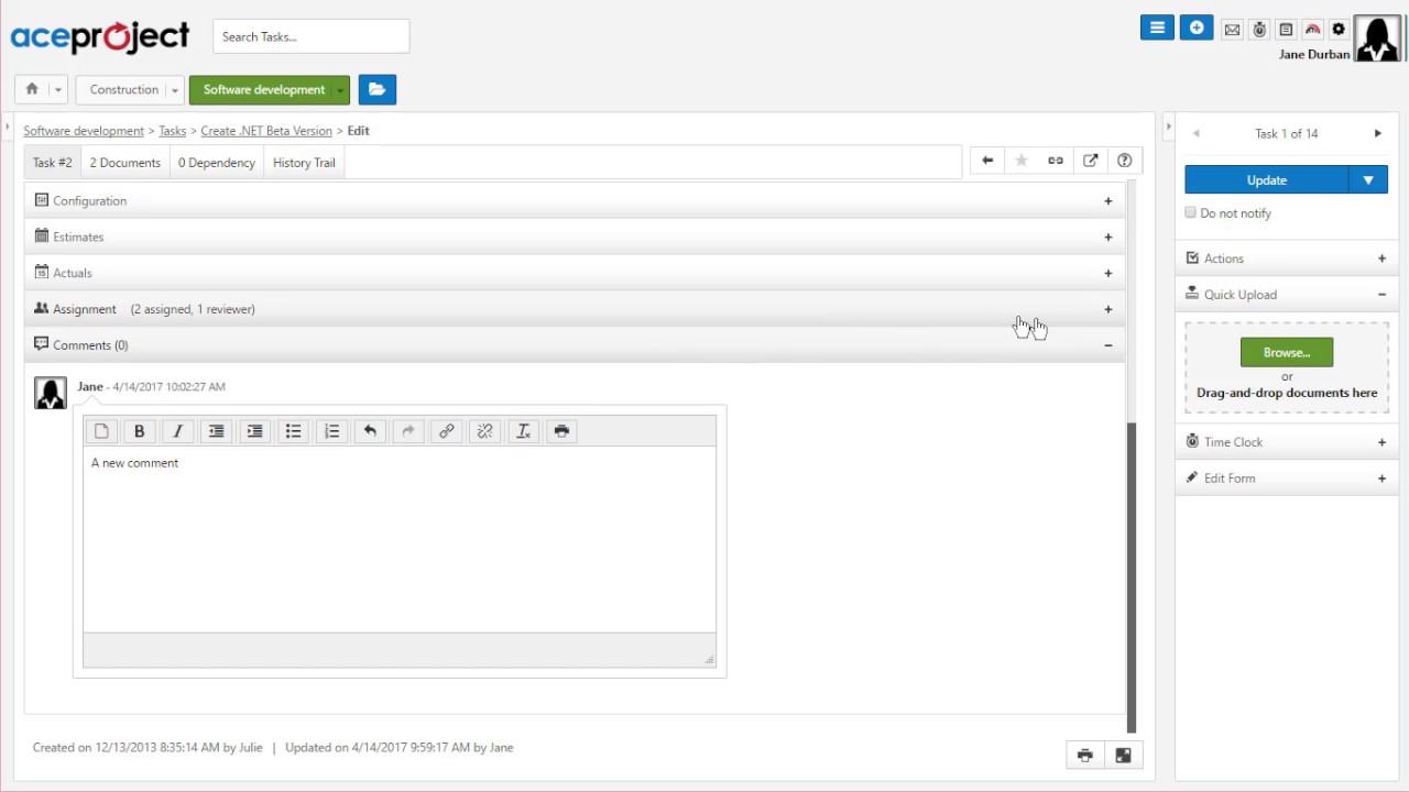 Comment on a task (Quick Tip Video)