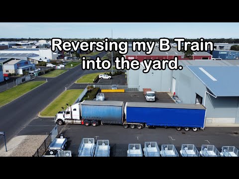 How to Reverse a B double (B train) into an awkward Driveway.