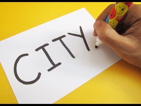 How to turn word CITY into a Cartoon CITY ! Learn drawing art on paper for kids