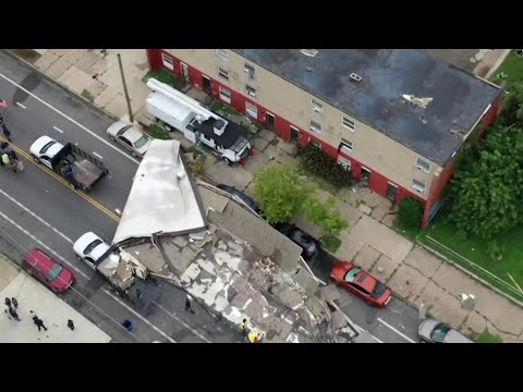 Severe weather leaves rips roof of apartment building in Philadelphia