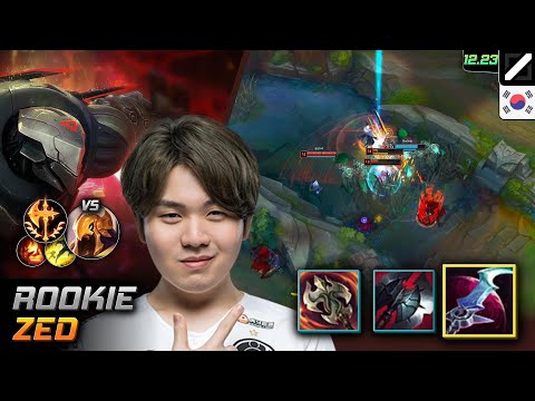 Rookie Mid Zed Build Eclipse Conqueror - Rookie Zed Match Highlight - LOL KR 12.23