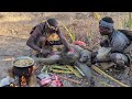 Hadzabe Tribe Celebrating A Successful Hunt Baboon And Cooking Lunch
