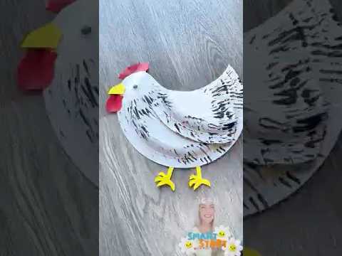 Fork-Painted Paper Plate Chicken Craft | Farm Animal Craft for Kids