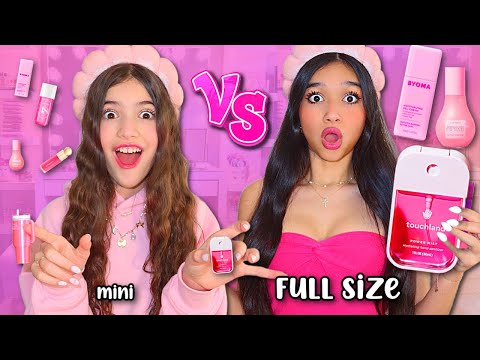 mini VS FULL size PREPPY MAKEUP & SKINCARE ROUTINE!💓
