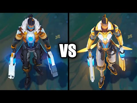 Pulsefire Lucian vs Prestige Pulsefire Lucian Skins Comparison (League of Legends)