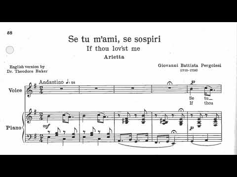 Se tu m'ami, se sospiri (Parisotti/Pergolesi) - E Minor Piano Accompaniment - Karaoke
