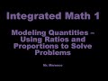 IM1 Modeling Quantities Ratios And Proportions