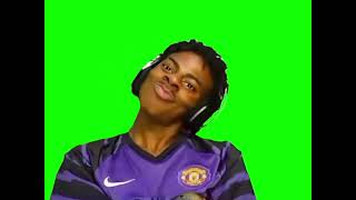 IShowSpeed smug face pouting crossing arms green screen