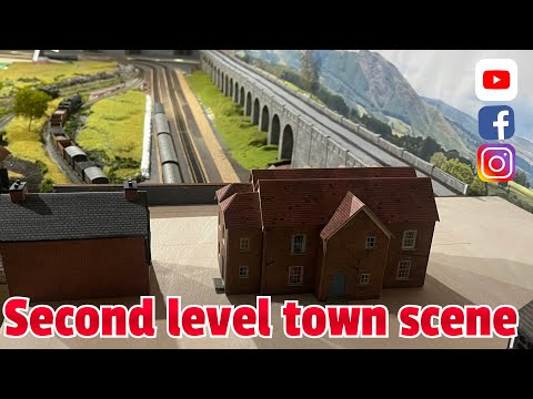Building a Model Railway - progress with the second level town scene plus a running session