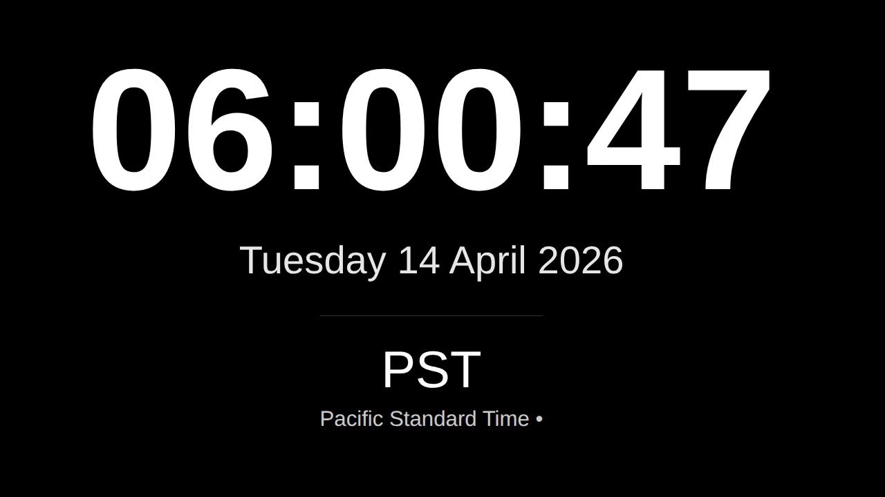 🕒 LIVE: Pacific Standard Time (PST) Clock | Los Angeles, San Francisco, Vancouver | West Coast Time