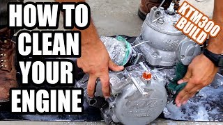 KTM 300 build part 6 - How to clean dirt bike engine, getting ready to ship it to Eric Gorr