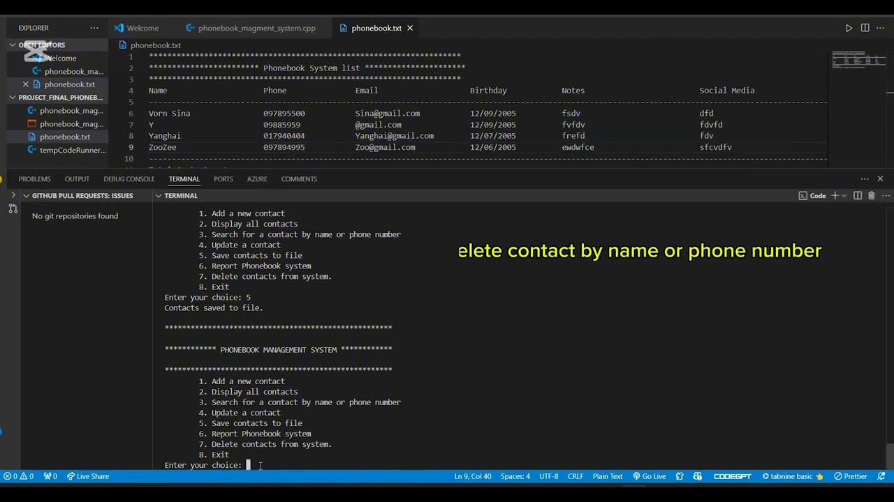 Project: Phonebook management system using  data structure linked list...