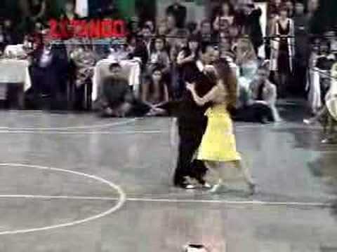  Nancy Louzan  and  Damian Ignacio Eselevsky Esell  are  dancing  to  the  tango  "  Pregonera  "