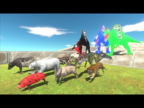 Escape from Neon Spinosaurus Superheroes - Animal Revolt Battle Simulator
