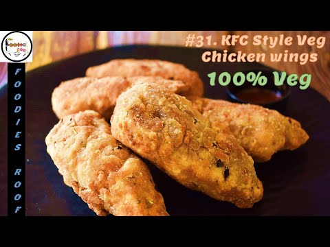 KFC style veg Fried chicken recipe|100% vegetarian| Crispy spicy veg chicken wings at home