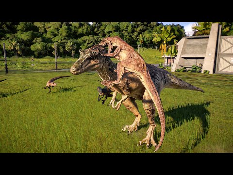 RAPTORS PACK HUNTING vs MEDIUM CARNIVORE DINOSAURS - JURASSIC WORLD EVOLUTION 2
