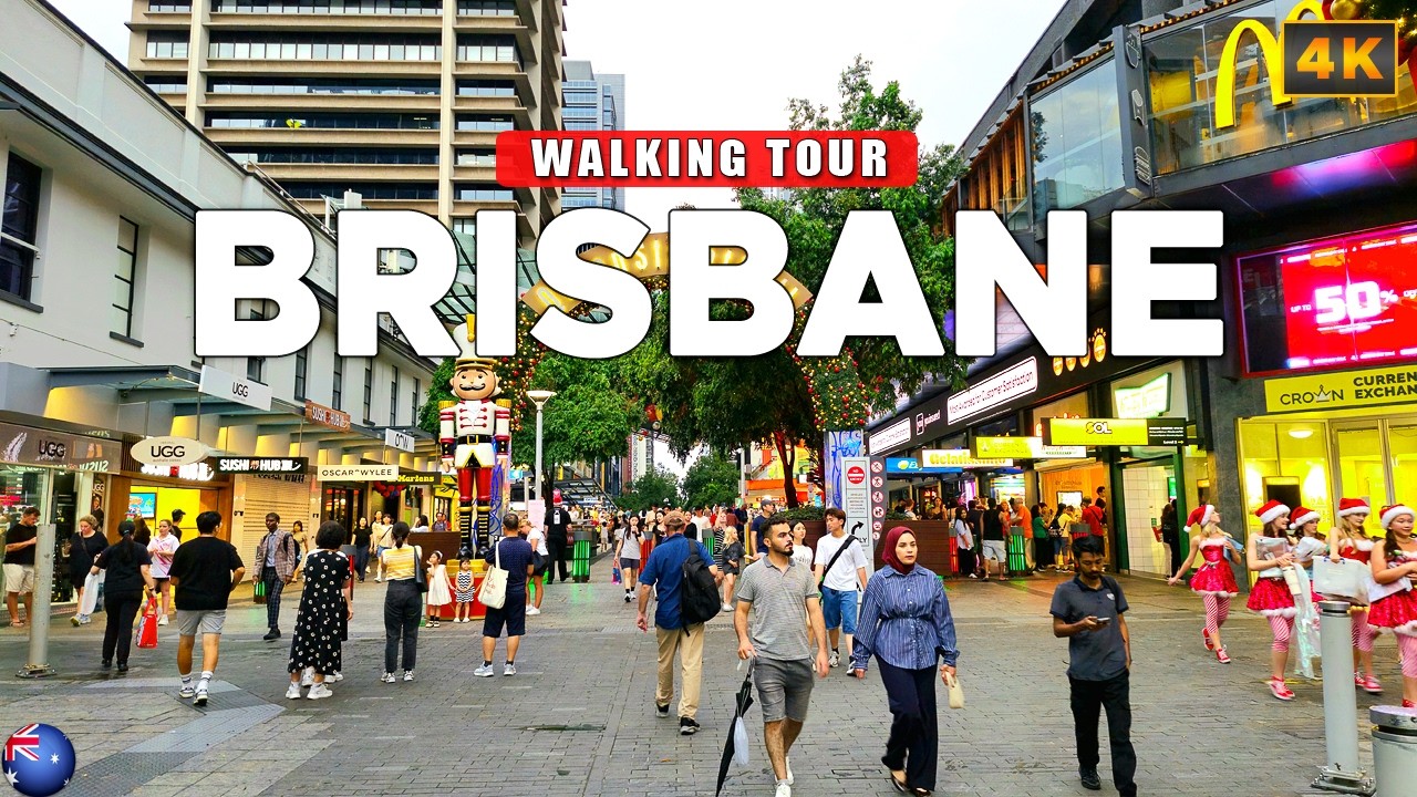 Immersive street-level walking tour through Brisbane Southbank, Australia, showcasing authentic urban landscapes, local architecture, and the vibrant atmosphere of the city's neighborhoods